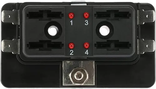 Vista 3 de Caja de fusibles de hoja DC 12 V 24 V 4 vías con bloque indicador LED para coche barco marina Caravana circuito estándar ATO enviar fusibles