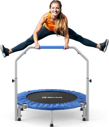 Vista 11 de BCAN SP2 - Mini trampolín plegable de 40/48 pulgadas, carga máxima de 330 libras/440 libras, rebote de fitness con mango de espuma ajustable