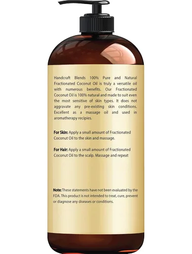 Vista 2 de Handcraft Blends Aceite de coco fraccionado – 16 onzas líquidas – 100% puro y natural – Aceite portador de alta calidad para piel, cabello y cuerpo