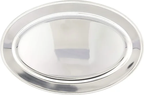 Vista 5 de Winco - Plato ovalado de acero inoxidable (18" x 11 1/2")
