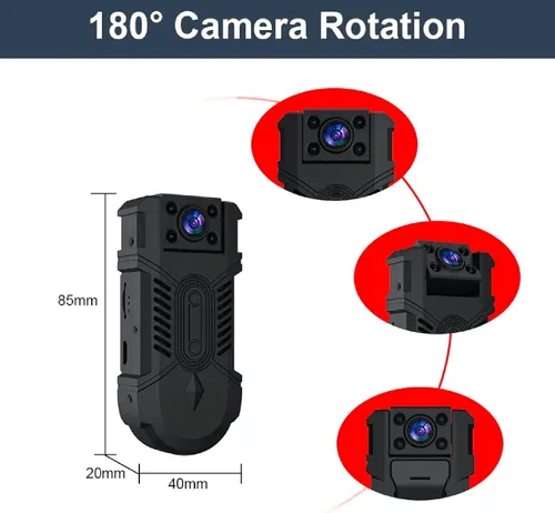 Vista 2 de Mini cámara corporal de 64 GB Spy Nanny Cam HD 1080P Video Body Cámara con visión nocturna 6H Auto sobrescritura 1200 mAh (sin Wi-Fi)