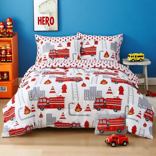 Vista 16 de Mooreeke Juego de edredón individual para niños de 6 piezas, juego de ropa de cama azul para adolescentes, cama de tren de microfibra para niños