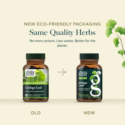 Vista 7 de Gaia Herbs Hoja de ginkgo, 60 cápsulas veganas, 30 porciones Tradicionalmente utilizado para apoyar la circulación saludable y la función