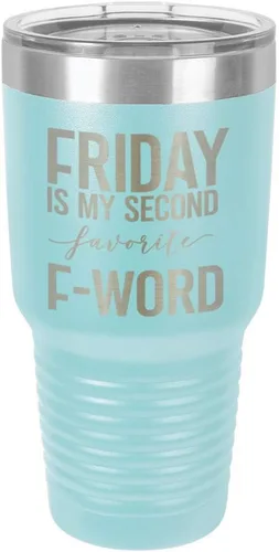 Vista 15 de Viernes es mi segundo favorito F Word negro vaso de 30 oz con paja y tapa superior deslizante Taza de viaje de acero inoxidable Compare con Yeti