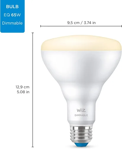 Vista 2 de WiZ - Bombilla inteligente LED BR30 de 65 W, color blanco suave, paquete de 6, E26, para interiores, se conecta a tu Wi-Fi existente, controla