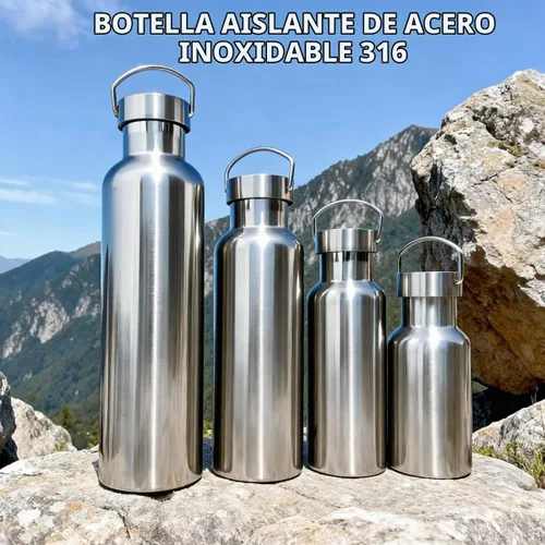 Vista 2 de CDJ - Botella de agua de acero inoxidable con aislamiento al vacío de boca ancha de 12 onzas 316 Stainless Steel Inner, Full Steel Cap, BPA Free