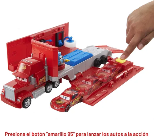 Vista 5 de Mattel Disney and Pixar Cars Transforming Mack Playset, camión de juguete 2 en 1 y estación de afinación con lanzador, elevador y más, gráficos
