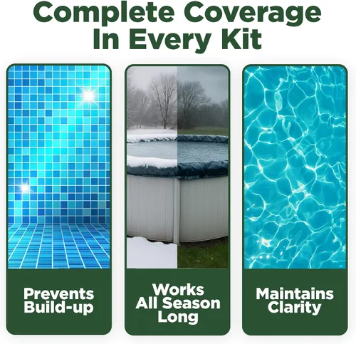 Vista 5 de Rx Clear Kit de cierre de invierno Productos químicos para el invierno sin cloro para piscinas sobre o enterradas Abierto a una piscina