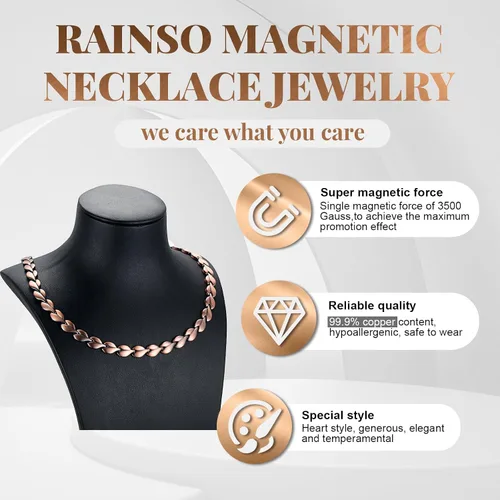 Vista 4 de RainSo Collar magnético de cobre puro en forma de corazón para mujer, regalo ajustable para mujeres