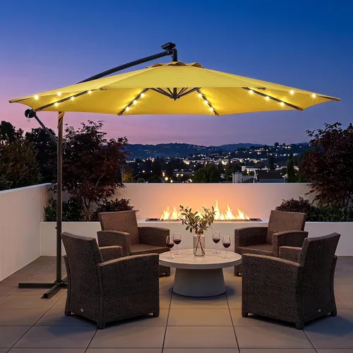 Vista 21 de LAUSAINT HOME Sombrilla de patio con desplazamiento LED de 10 pies, sombra Verde