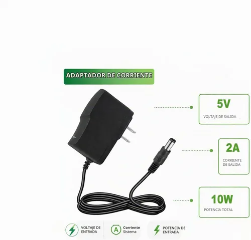 Vista 2 de Fuente de alimentación de 5 V CC, adaptador de CA de pared de 2 A, 100-240 V, 50-60 Hz a CC, cable adaptador de corriente de 2 amperios con enchufe