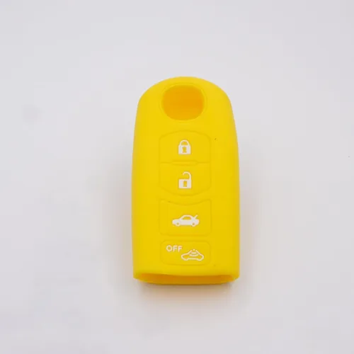 Vista 4 de Funda para llave de coche para Mazda 3/6 MX-5 CX-3 CX-5 CX-7 CX-9 Scion IA 2016/2017, cubierta de llave de silicona de 4 botones Amarillo