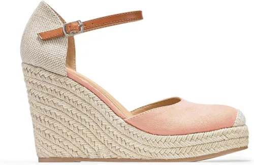 Vista 2 de FISACE - Alpargatas de verano para mujer sandalias de plataforma con hebilla en el tobillo y puntera cerrada
