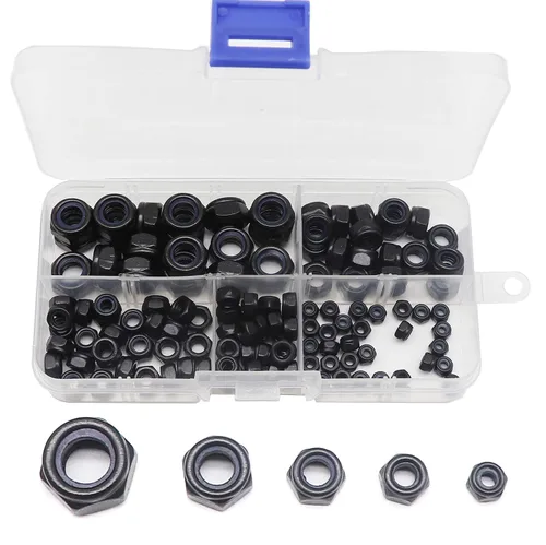Vista 8 de binifiMux Kit surtido de tuercas hexagonales autobloqueantes insertadas de nailon negro, 130 piezas, M3/M4/M5/M6/M8 (paquete de 2)