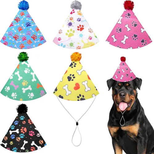 Vista 8 de 6 sombreros de fieltro para fiesta de cumpleaños para perros pequeños, cachorros, gatos