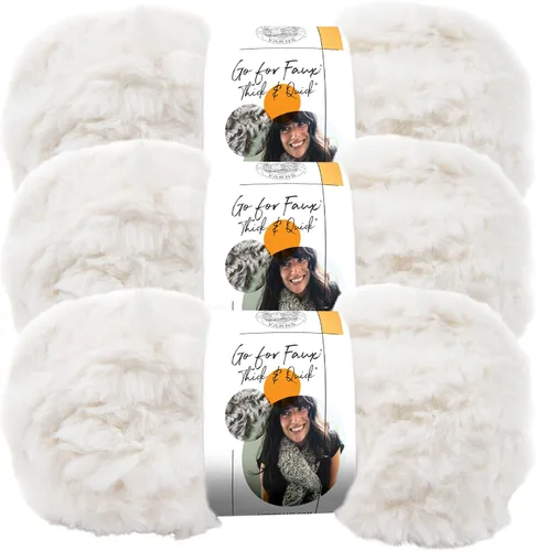 Vista 12 de Lion Brand Yarn (1 madeja) Go for Faux Thick & Quick hilo voluminoso, Baked Alaska Jumbo Faux Fur Knit & Crochet Fiber for Plush Blankets, Cozy