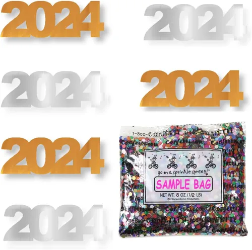 Vista 20 de Confetti Year 2024 Negro, Azul Royal Combo - 2 bolsas de media onza (1 oz)