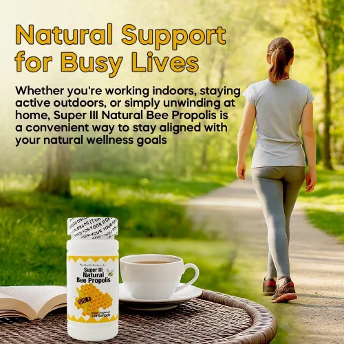 Vista 5 de Nu-Health Super III Natural Bee Propolis, Vitamina C Zinc, 200 cápsulas blandas