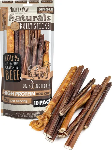 Vista 13 de Mighty Paw Naturals - Palitos masticables rizados para perros – Masticables de carne de res alimentada con pasto. Palitos para perros grandes, razas