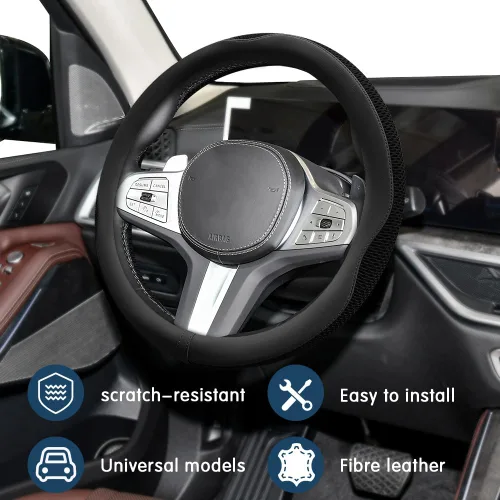 Vista 7 de Funda para Volante de Auto, Accesorios para Volante, Funda Universal de 15 Pulgadas de Microfibra Transpirable LCE de Seda, Protector Universal