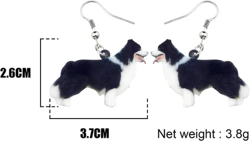 Vista 5 de DUOWEI Aretes acrílicos para perro Border Collie Sweet Pet Dog Hang Jewelry para mujeres, damas y niñas, amantes de regalos elegantes