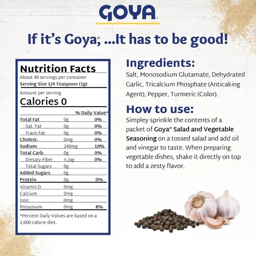 Vista 2 de Goya Condimento para ensaladas y verduras, hojas verdes, propósito, paquete