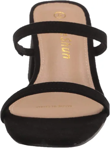 Vista 2 de ComeShun Sandalias de tacón bajo para mujer, con puntera abierta, puntera abierta, tacón de punta cuadrada