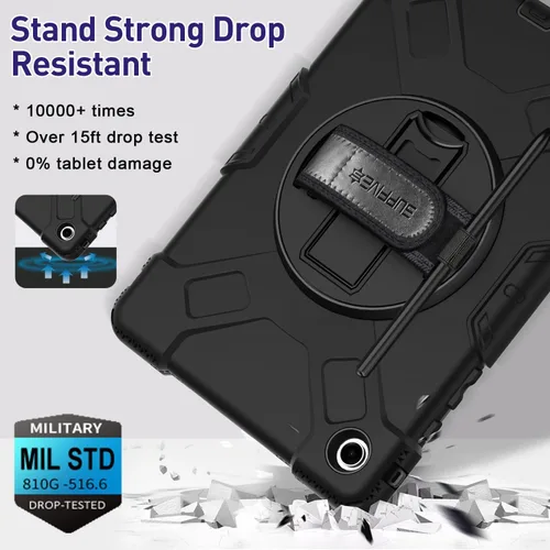 Vista 3 de SUPFIVES Funda para Galaxy Tab A9+/A9 Plus de 11 pulgadas con protector de pantalla, funda militar mejorada para tableta Samsung A9 Plus de 11 Negro