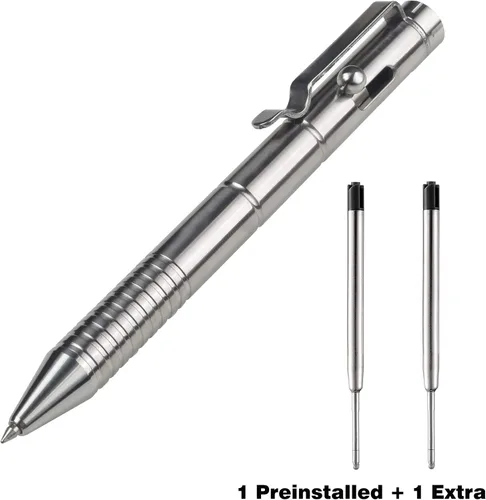 Vista 4 de SMOOTHERPRO Bolígrafo de acción de perno de titanio con lado de tungsteno para oficina de negocios, temblor, parkinson, escritura de firma