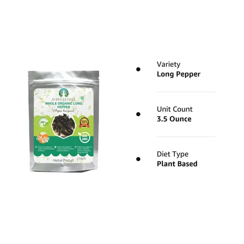 Vista 7 de AYURVEDASHREE Pimienta larga india entera prémium (Pippali) 3.53 oz - Auténtico pipli, thippili y pimienta negra larga