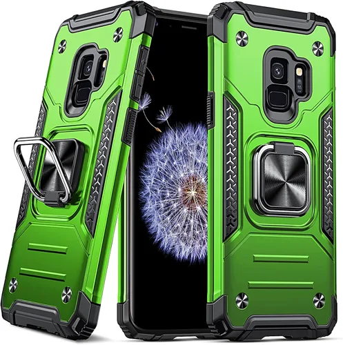 Vista 41 de DASFOND Diseñada para funda Galaxy S8 con soporte, anillo metálico giratorio mejorado de 360°, soporte kickstand de grado militar, resistente a