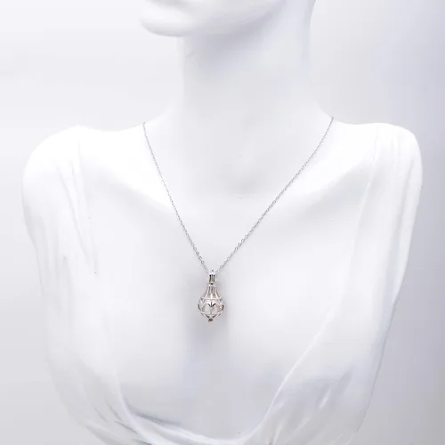 Vista 6 de Paialco Collar con colgante de plata de ley 925 con diseño de iglesia gótica y jaula hueca para mujer