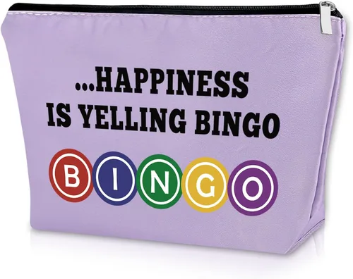 Vista 9 de Sazuwu Bingo Regalos Bolsa de Maquillaje Bingo Amantes Regalos Cosméticos Bolsa de Cumpleaños Regalos de Navidad Bolsa de viaje, Beige