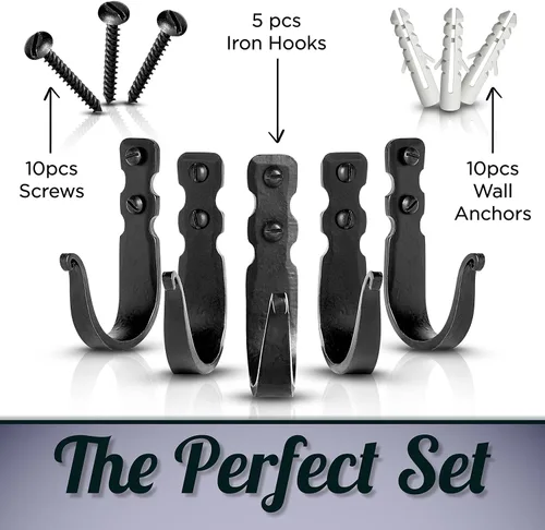 Vista 3 de Ganchos decorativos para pared - Gancho de pared para colgar abrigos, sombreros y bolsos, ganchos rústicos para toallas para baños o cocina