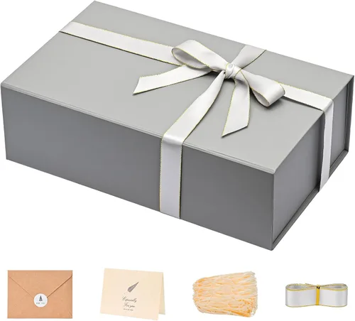 Vista 18 de LIFELUM Square Gift Box with Magnetic Lid, Card, Sticker, Ribbon, Shredded Paper Filler for Business, Wedding, Birthdays