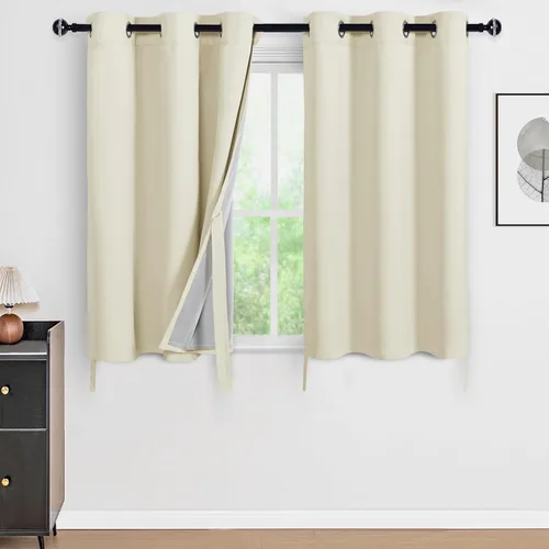 Vista 81 de DWCN - Cortinas 100% opacas para dormitorio con forro negro, cortinas de ventana de doble capa con aislamiento térmico que oscurecen toda la Azul