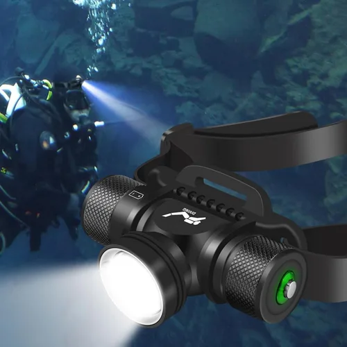 Vista 8 de WINDFIRE Luz de buceo, linterna de buceo de largo alcance, linterna de buceo de 5 modos, linterna de buceo ultra brillante, IPX8, impermeable, bajo