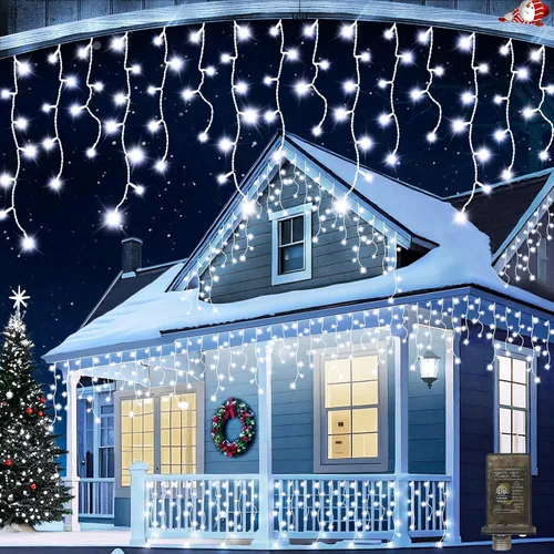 Vista 10 de JXLEDAYY Luces de Navidad superlargas de 1280 luces LED de 131 pies con 240 caídas, enchufables, con 8 modos de decoración de Navidad, para Multi