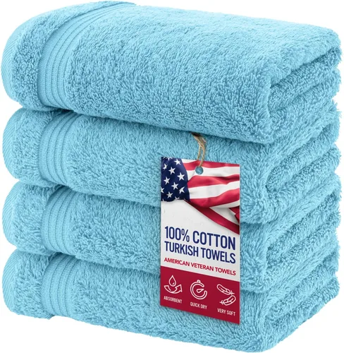 Vista 32 de Juego de toallas American Veteran Towel, de lujo, 6 piezas de algodón 100 % turco para máxima suavidad y absorción, para hotel y spa