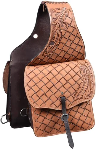 Vista 8 de HILASON Western Horse - Bolsa de sillín de cuero resistente y tradicional Bolsa de sillín Bolsa de sillín de caballo Bolsa de sillín
