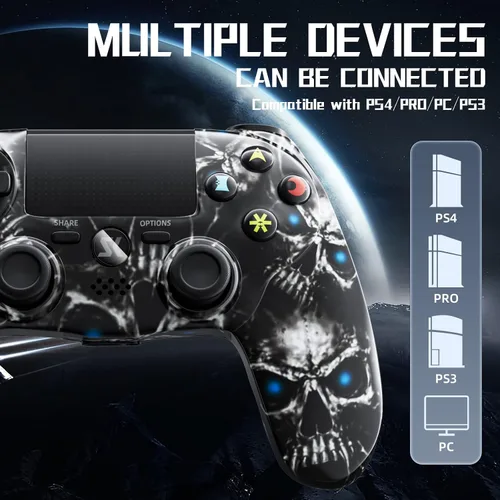 Vista 2 de ISHAKO for PS4 Controller Wireless, Controller Gamepad Compatible with Playstation 4SlimProPCAndroidMac with USB Cable,Dual Vibration,6-Axis Motion