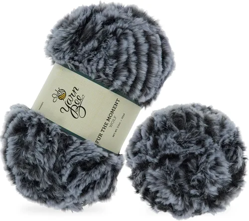 Vista 24 de Bee - Hilo súper voluminoso para tejer y tejer, madeja suave de 62 yardas de hilo 100% poliéster para mantas, sombreros y más, accesorios de Negro