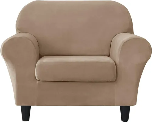 Vista 52 de CONRUSER Funda elástica para sofá, funda de terciopelo suave para sofá de un solo asiento con funda de cojín, protector de muebles (beige, talla S)