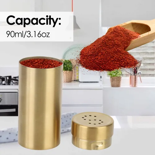 Vista 3 de 2 saleros y pimenteros, coctelera de acero inoxidable de 3.0 fl oz/3 oz para sal en polvo, azúcar, especias, dispensador, botellas de especias