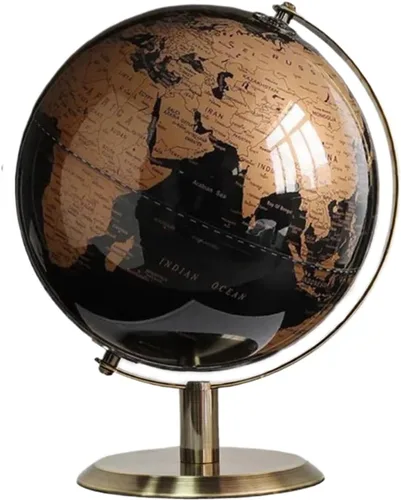 Vista 6 de Globo del mundo con soporte giratorio de acero inoxidable para adultos, elegante decoración y regalos para escritorio de oficina en casa para Negro