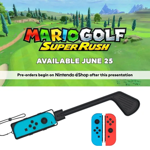 Vista 6 de Uxilep Golf Club for Mario Golf Super Rush - Nintendo Switch Joy-con AccessoriesMini Golf Clubs Hand Grip Accessories with Wrist Strap for Joy Cons