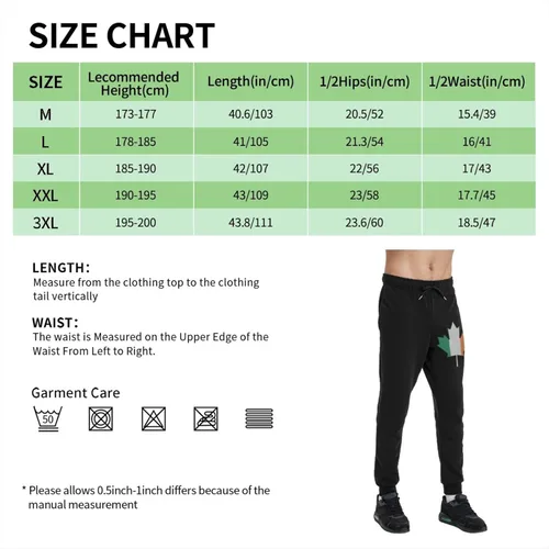 Vista 2 de Irish Flag Canada Maple Leaf Men's Casual Yoga Sweatpants Workout Athletic Elastic Waist Pants Outdoor Jogger Pants Black