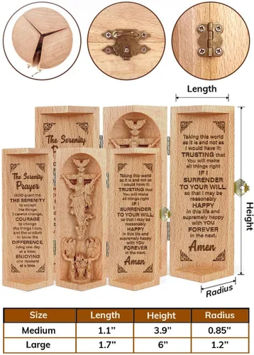 Vista 2 de Jesuspirit - Decoración cristiana, estatua de madera católica, decoración del hogar - Escultura cilíndrica de madera que se puede abrir de Jesús