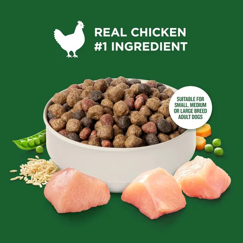 Vista 4 de Nutrish Rachael Ray - Comida seca para perros adultos, receta de pollo y verduras reales, bolsa de 5 libras