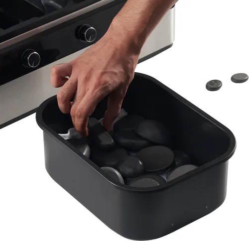 Vista 9 de Master Massage - Calentador eléctrico profesional de piedra de masaje 2 en 1 y 3 botellas de aceite de masaje y loción y calentador de gel,